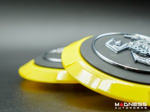 FIAT 500 Wheel Center Cap Set - set of 4 - Yellow/ Black - Scorpion Design